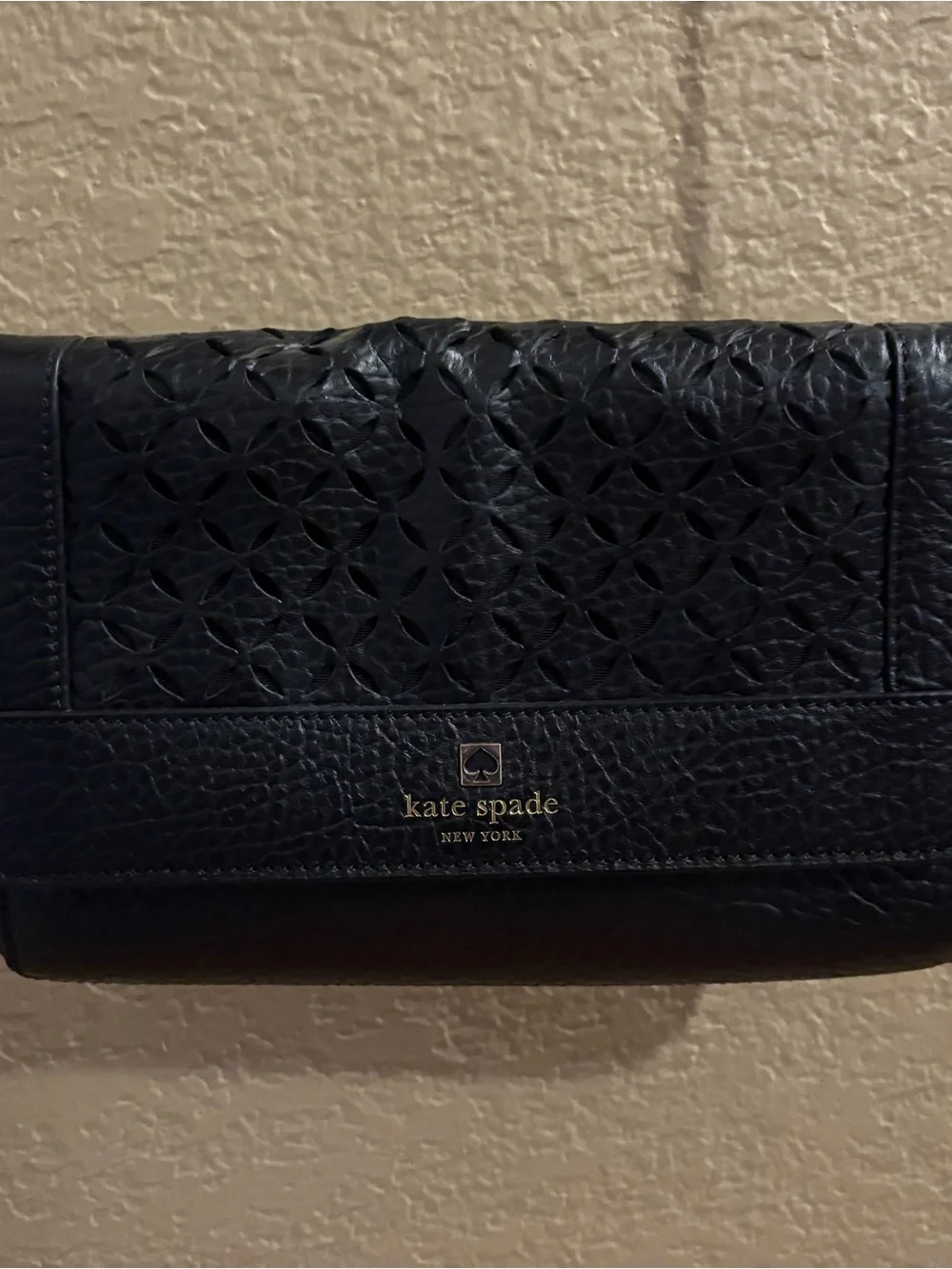 kate spade ♠️ Perri Lane Black Embossed Leather Crossbody Bag